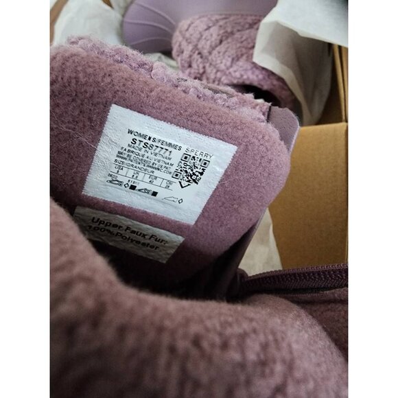 Sperry Sherpa Ankle Saltwater Duck Boots Purple Flat Heel Cuban Zip Womens 9 New - Picture 8 of 8